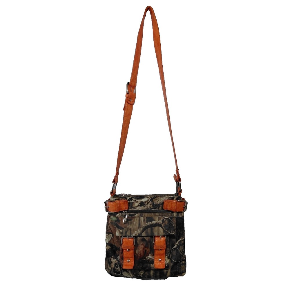 Camo Crossbody Purse Adjustable Orange Buckle Strap